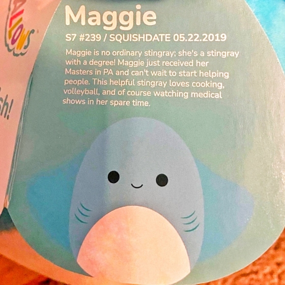 Squishmallow Maggie the Stingray 7" UltraSoft Stuffed Sealife Squad Plush NWT - Picture 6 of 7